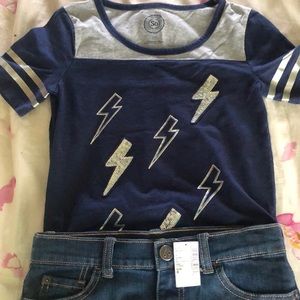 Denim skirt/top combo!